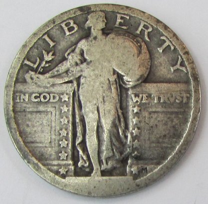 Authentic STANDING LIBERTY,  Quarter Dollar $.25, Philadelphia Mint, 90 Percent Silver, Discontinued USA