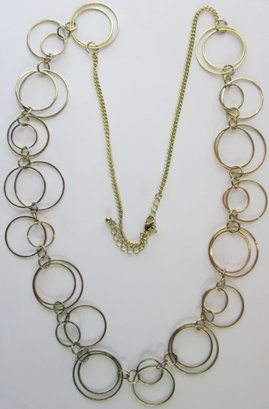 Contemporary Chicos Style NECKLACE, Single Strand Ring Chain Design, Gold Tone Base Metal, Clasp Closure