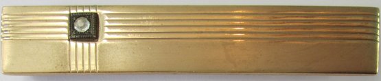 Signed ANSON, Vintage TIE BAR, Rectangular Design With Rhinestone Accent, Gold Tone Base Metal Construction