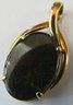 Vintage Drop Pendant, Oval AMMOLITE Gemstone, Yellow 18K GOLD Setting
