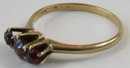 Vintage Finger Ring, Three 3 Cluster GARNET Stones, Yellow 14K GOLD Setting, Approximately Size 9