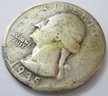 Authentic 1935S WASHINGTON SILVER QUARTER Dollar $.25, SAN FRANCISCO Mint, 90 Percent Silver, United States