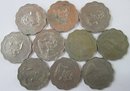 SET Of 10 COINS! Authentic BAHAMA Issue, Ten $.10 Cents, Mixed Dates, Copper Nickel Content, Discontinued