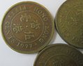 Set Of 3! Authentic Hong Kong Issue, Dated 1977, 8, 9, Fifty $.50 Cents, Queen Elizabeth II, Nickel Brass