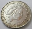 Authentic NETHERLANDS Issue Coin, Dated 1964, One 1 GULDEN, Silver Content, Depicts Juliana Koningin