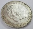 Authentic NETHERLANDS Issue Coin, Dated 1964, One 1 GULDEN, Silver Content, Depicts Juliana Koningin