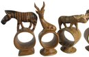 Set Of 10! Hand Carved Wood, Wild Animals, Detailed, Approx 3'- 4'