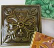 Set Of 4! Vintage American Art Pottery, Decorative Wall TILES, Glazed Finish, Made In USA, Approx 4-5'