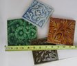 Set Of 4! Vintage American Art Pottery, Decorative Wall TILES, Glazed Finish, Made In USA, Approx 4-5'