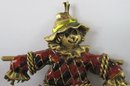 Vintage BROOCH PIN, Whimsical SCARECROW Design, Decorated Base Metal Construction, Heavy