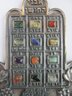 Signed AVGAD, Vintage Wall Hanging, Hebrew HAMSA Hand, Stone Accents, Pewter Tone Base Metal Setting