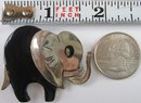 Vintage BROOCH PIN, Stylized ELEPHANT Design, Black ONYX Insert, Sterling .925 Silver, Made In Mexico