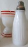 Set Of 6! Vintage HAZEL ATLAS Glass Co, Kitchen Glassware, Clean WHITE Color, RED Trim, Largest Appx 5' Tall