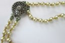 Vintage Double Strand Necklace, Faux Pearls, Sterling .925 Silver Clasp Closure, Approximately 16' Length