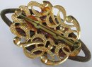 Vintage BROOCH PIN, Multi Layered ROSE BLOOM Design, Glitter Cabochons, Gold Tone Base Metal Construction
