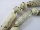 Vintage NECKLACE, Heavy Chunky OFF WHITE Beads, Approximately 20' Long, Functional Barrel Closure