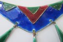 Vintage CHAIN Necklace, Multicolor Geometric MODERNITST Design, Silver Tone Base Metal Chain