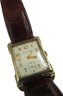 Signed WALTHAM, Vintage WRISTWATCH, Rectangular Face, Gold Filled Case, Leather Band