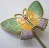 Vintage STICK PIN, Whimsical BUTTERFLY MARIPOSA Design With Guard, Lightweight Gold Tone Base Metal