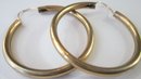 Vintage Pierced EARRINGS, Lightweight TUBE Hoop Design, Hinged Loop Backings, Gold Tone Base Metal