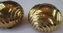 Vintage Clip Earrings, Textured DOMED Design, Gold Tone Base Metal Construction