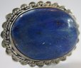 Vintage Finger Ring, BLUE Cabochon Central Stone, Sterling .925 Silver Setting, Approximate Size 9