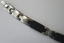 Contemporary Link Bracelet, Stainless Steel & Rubber, Clasp Closure