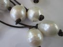 Contemporary Statement Necklace, Natural Shaped PEARLS On Cord Design, Knotted Slip Over Style
