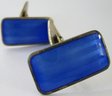 Signed NORNE, Vintage CUFF LINKS, Blue GUILLOCHE Design, NORWAY, Sterling .925 Silver Construction