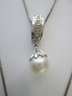Contemporary 3PC NECKLACE & Pierced EARRINGS SET, Faux PEARLS & Rhinestones, STERLING .925 Silver