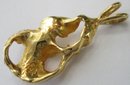 Vintage Drop PENDANT, Gold NUGGET Design, 14K GOLD With Carrier Loop
