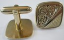 Vintage CUFF LINKS, Intricate Incised Design, Gold Tone Base Metal Construction