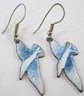 Vintage Pair PIERCED Earrings, Flying SEAGULLS Design, Loop Backings, Copper Tone Base Metal Construction