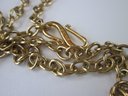 Signed STELLA & DOT, Contemporary CHAIN Necklace, TEARDROP Pendant, Gold Tone Base Metal, Loop Closure
