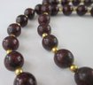 Vintage Single Strand NECKLACE, Garnet RED & Gold Accent Beads, Approximately 30' Length, Slip Over
