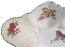 Signed AYNSLEY Brand, Vintage Footed SHELL Bowl Dish, Floral Pattern, White Base With Gold Trim, Approx 8.5'