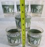 SET Of 6! Vintage JEANNETTE GLASS Brand, COCKTAIL Glasses Tumblers, Wedgwood Jasperware Style, Appx 3.25' Tall