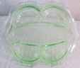 Vintage URANIUM Depression Glass, Five 5 Part Tray, Green Color, Approx 12'