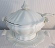Signed RED CLIFF Brand, Covered SOUP TUREEN With UNDERPLATE & LADLE, Clean White IRONSTONE, Approx 12' High