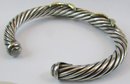 David Yurman Sterling .925 Silver And 14K Yellow Gold Double X Crossover Cable Bracelet