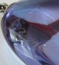 Contemporary Collar Style NECKLACE, Signed BACCARAT, Crystal PURPLE BLUE Orb Pendant, Sterling .925 Silver