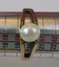 Vintage Finger Ring, Architectural 14K GOLD Setting, Central Cultured PEARL, Approximate Size 9