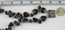Contemporary Single STRAND NECKLACE, Lightweight Black Beads, Rhinestone Pendant, Silver Tone Base Metal