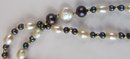 Vintage Single STRAND Necklace, White & Dark Cultured PEARLS, Accent Beads, Approx 30' Length, 14K GOLD Clasp