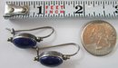 Signed NAKAI, Vintage PAIR Pierced EARRINGS, Blue LAPIS Color CABOCHON Stones, Navajo, Sterling .925 Silver