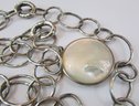 Signed IPPOLITA, Vintage Chain Necklace, Mother Of Pearl Pendant, Approximately 32,' Loop & Bar Closure