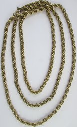 Signed MONET, Vintage Chain NECKLACE, Circular Design, Gold Tone Base Metal, Appx 55' Long, Clasp Closure