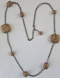 Signed ROBERTO COIN Designs, Double Chain With Cage Beads, Made In ITALY, Bimetal With Sterling .925 Silver