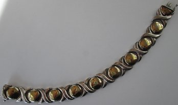 Vintage LINK Bracelet, KISSES & HUGS XOXOX Design, Sterling .925 Silver, Made In ITALY, Functional Clasp