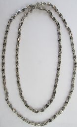 Vintage Chain NECKLACE,  Twisted Design, FASHION BASIC, Silver Tone Base Metal, Appx 35' Long, Slip Over Style